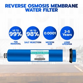 Metpure Reverse Osmosis Membrane Filter 50 GPD 11.75" x 1.75" Replacement Fits Under Sink RO Drinking Water Purifier System in RO Membrane Water Filter