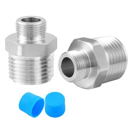 Hsmhose Rv Faucet Adapter,Stainless Steel 1/2" NPT to 3/8" Compression Reducer,Faucet Supply Line Adapter for RV Kitchen 2 Pack