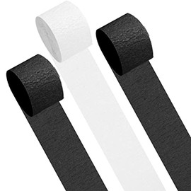Black and White Crepe Paper Streamers Party Streamers Decorations,1.7" Wide,6 Rolls