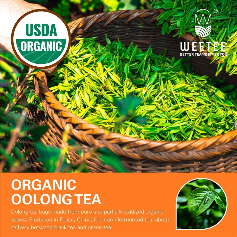 WT WEETEE Organic Oolong Tea Bags, Organic Oolong Tea 100