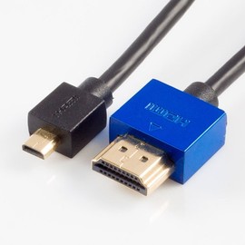 SlimHDMI 2.5m Male Micro (Type D) to Male (Type A) Cable, The World's Slimmest HDMI Lead? (Gold Plated, 1080p, 3D, High Speed, ARC)