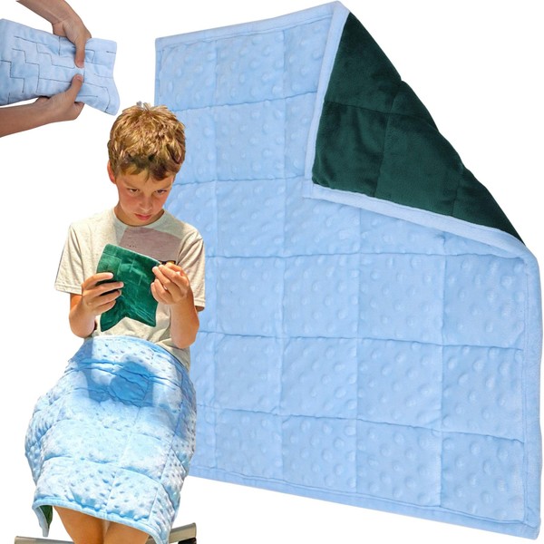 Weighted Lap Pad for Kids Blanket 5 Lbs: Blue/Green Sensory