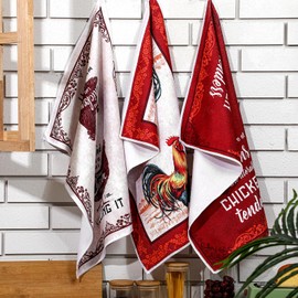 FuWeave 6 Pcs Chicken Kitchen Towels Funny Rooster Dish Towels Christian Farmhouse Dishcloths Vintage Hand Clothes Rustic Chicken Dry Cloth for Christmas Bathroom Decor Housewarming Gift