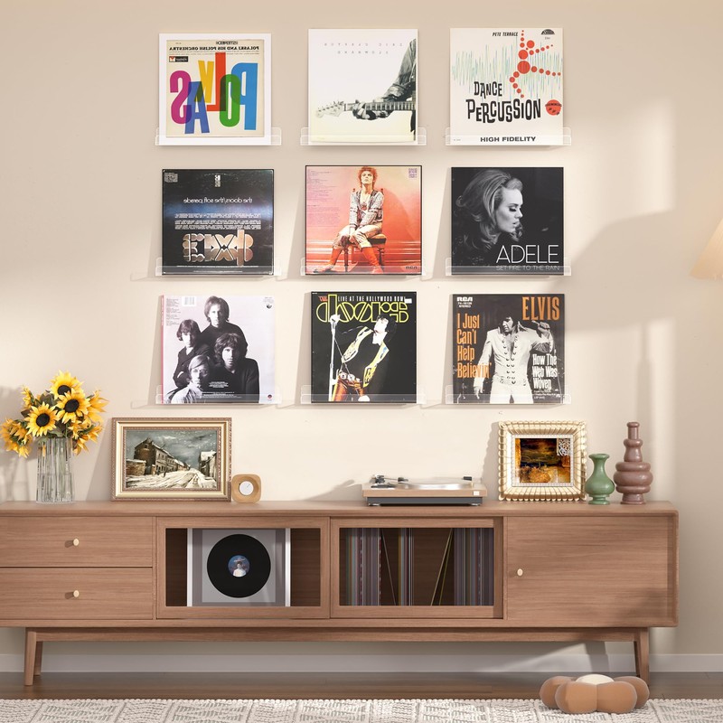 upsimples 12 Pack Vinyl Record Wall Mount Shelves, 12" Vinyl