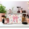 Dejfel Coquette Pink Bow Makeup Bag,Pink Bow Cosmetic Bags Zipper