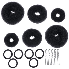 Outanaya Hair Donut Bun Makers Set 3 Packs 15 Pieces Total High Elastic Hair Ties U-Shaped Clips for Women for Everyday Use