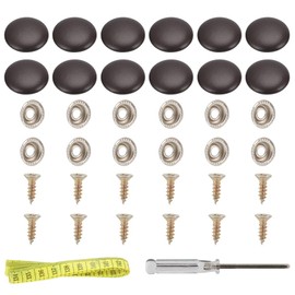 Set of 12 Coffee Leather Snap Upholstery Buttons Fit for Tufting Furniture Bed Sofa Chair, Car Seat RV Roof Headliner Interior Cloth Fixing with Installation Tool