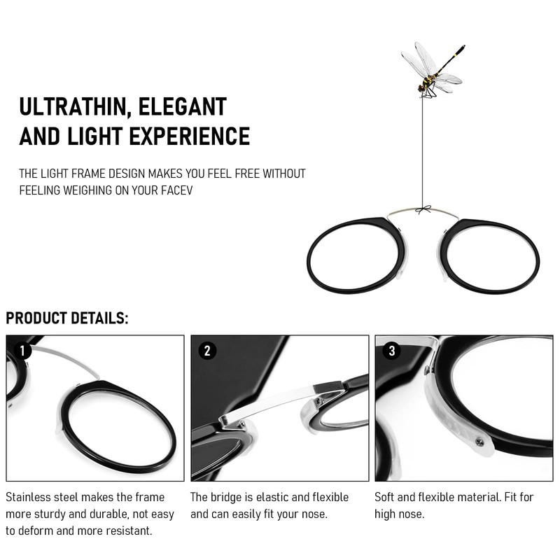 REAVEE Ultra Thin Armless Reading Glasses for Men Women, No