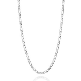 Miabella 925 Sterling Silver Italian 3mm Diamond-Cut Figaro Link Chain Necklace for Women, Made in Italy, Sterling Silver, No Gemstone