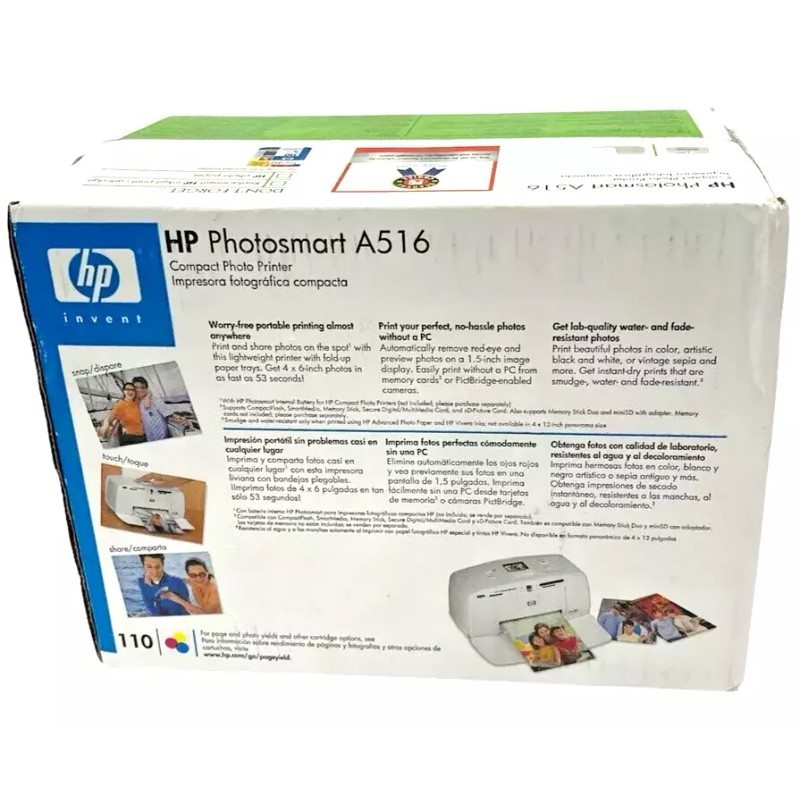 HP Photosmart A516 Digital Compact Color Photo Inkjet Printer 4x6