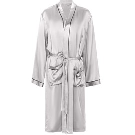 COLD POSH 19MM Mulberry Silk Robe Men Lightweight Kimono Long Bathrobe for Mens Summer Pajamas Set(Gray,Medium)
