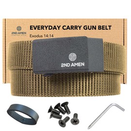 2ND AMEN Tactical Belt for Men - Military Hiking Nylon Gun Belt, Perfect Battle Belt, 1.38" EDC Belt for Everyday Use, Tan, Regular