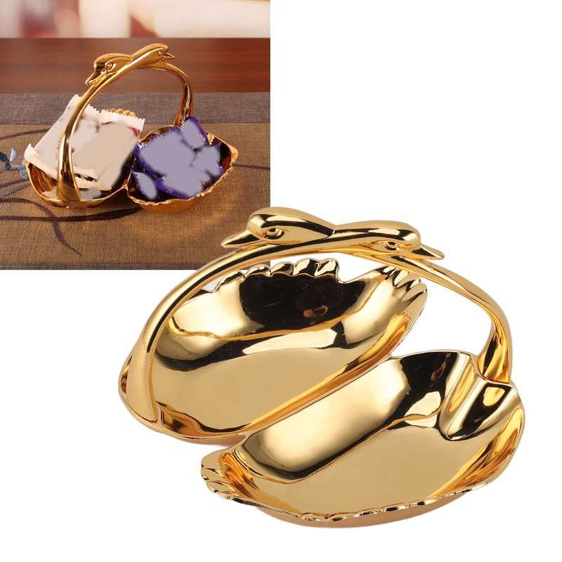Double Fruit Plate Zinc Alloy Dual Fruit Tray Decorative Fruit