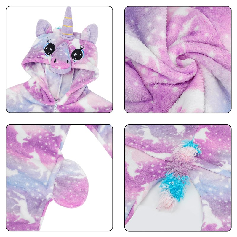 KAKU NANU Unicorn Onesie for Girls 2-10 Years, Plush Costume
