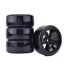 WONFAST 4Pcs 63mm RC Drift Car Tires Hard Tyres Plastic Wheel Rims for 1/10 On-Road Drifting Car for HSP Tamiya HPI Kyosho Spare Parts(Black)