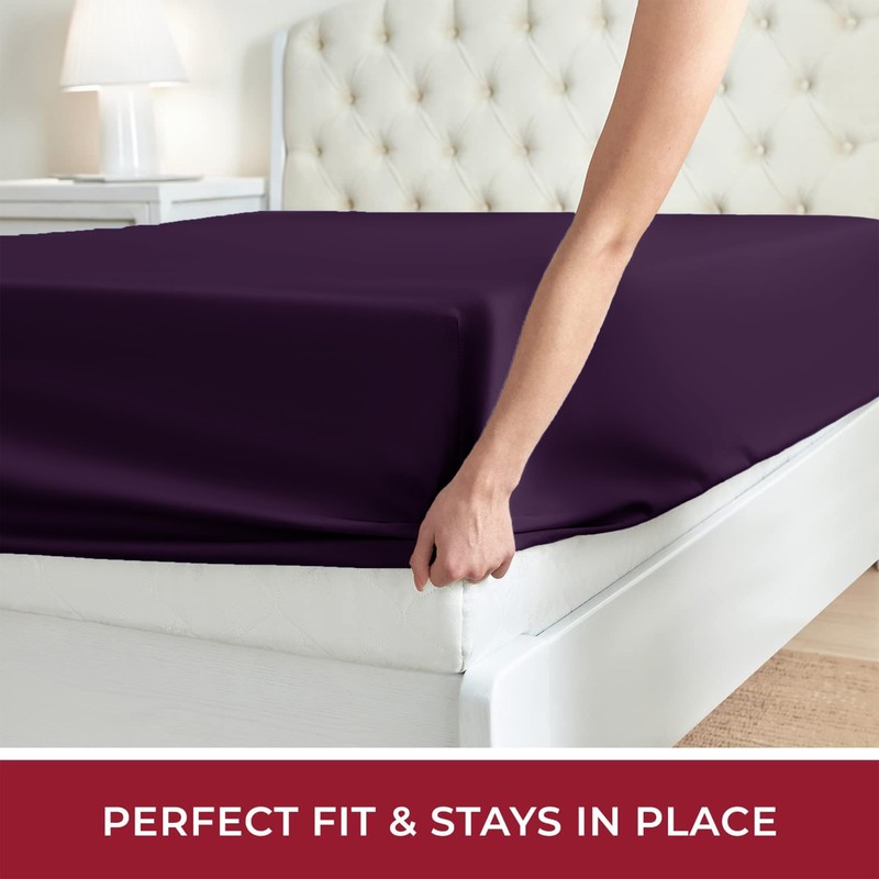 Prime Linens Extra Deep 30Cm Plain Fitted Sheet, Elastic Pocket