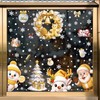 6Pcs Christmas Window Clings Gold Snowman Santa Claus Window Decorations