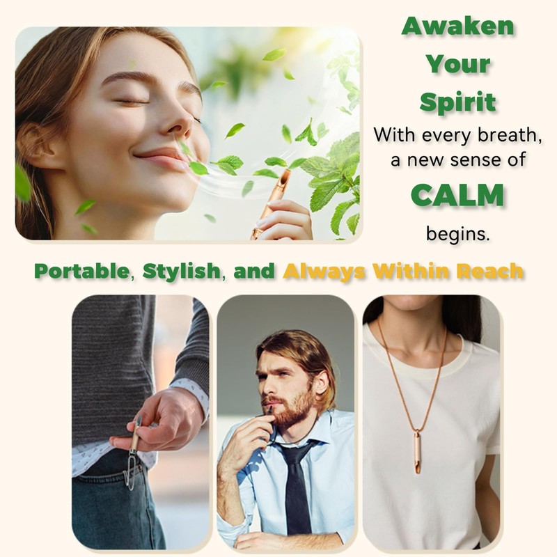 Breathing Necklace to Replace Bad Habit with 9pcs Mint Cores,