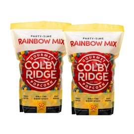 Colby Ridge 2-Pack Rainbow Gourmet Craft Popped Gluten Free Popcorn Snack Sized Large Pouch (2 Gallons = 34 Cups)