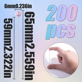 VAPKER Bouguet 200pcs 65mm Round Head Pins for Wedding Flower Lapel Pins Straight Pins for Crafts Jewelry Making Flower Decorations