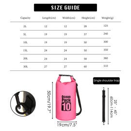 MORAINJAY 2024 New Dry Bag Waterproof Bag, 2L/5L/10L/15L/20L/30L Waterproof Pack Sack with Adjustable Shoulder Strap, Waterproof Backpack, Waterproof Duffel Bag for Swimming, Rose Red, Waterproof bag