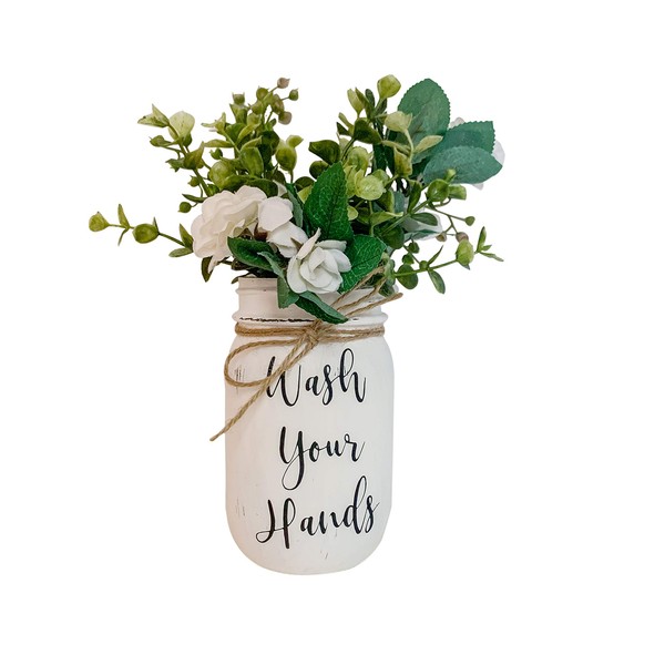 Wash Your Hands, Hand Painted and Distressed, Pint 16 oz.
