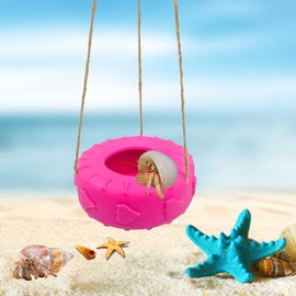 MAGNEECH Colours Hermit Crab Tire Swing,Suction Cup Hook Climbing Toy,Hermit Crab Terrarium Accessories - A Must-Have for Any Reptile Amphibian Small Aquatic Animals Lover（Pink）