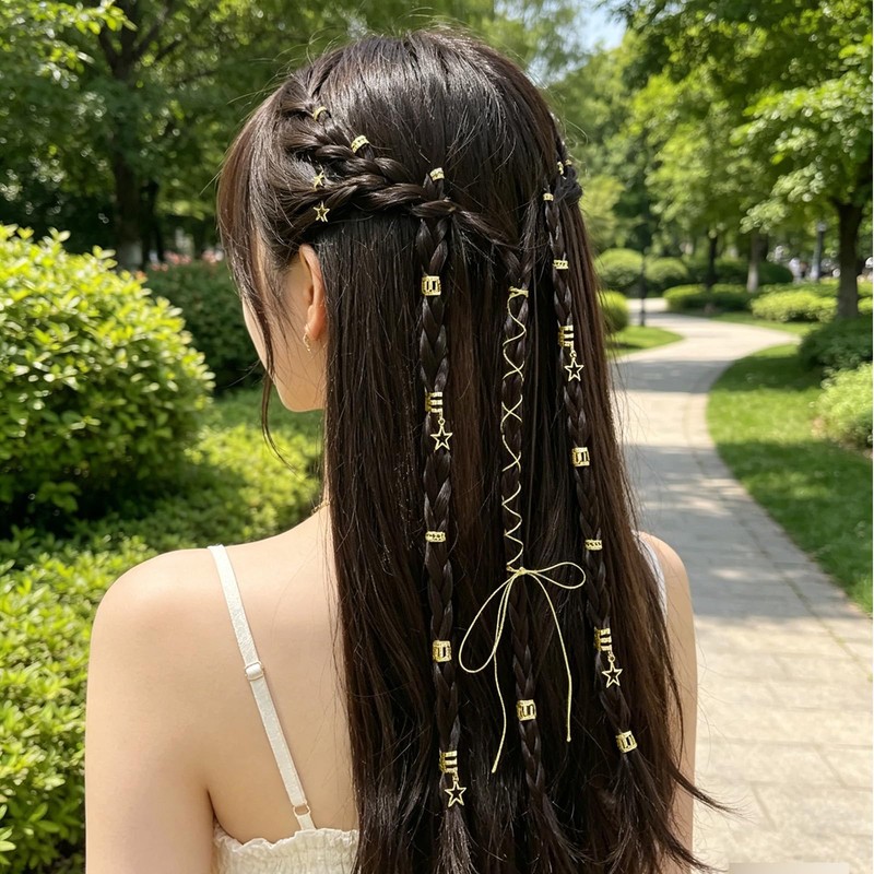 ヘアビーズ 編み込み用 ヘアアクセサリー 子供用 蝶々 ハート メタル ヒップホップ ヘアブレイドリング 髪飾り