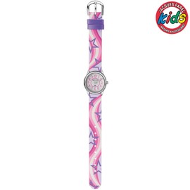 JACQUES FAREL HCC 324 Children's Wrist Watch Stars Pink Purple Analogue Quartz Metal Faux Leather, purple, Strap.
