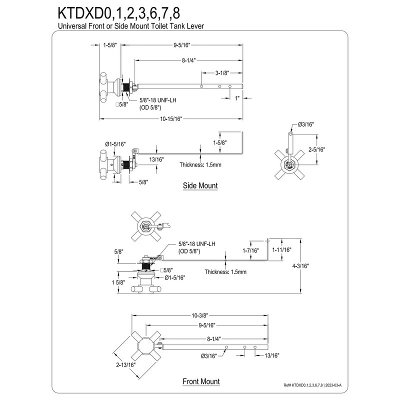 Kingston Brass KTDXD0 Concord Universal Front or Side Mount Toilet
