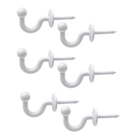 KGDUYC Pack of 6 Curtain Tiebacks Hooks Curtain Holder Wall Metal White U-Shaped End Curtain Holdback Wall Hooks Ball End Tieback Hooks for Curtains Home Decoration