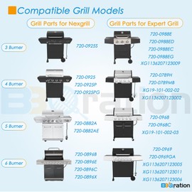 BBQration Grill Parts for Nexgrill Evolution Infrared Plus 5-Burner 720-0882A 720-0882AE 730-0882 730-0882AE, Heat Shield and Burner for Expert Grill 720-0968C, for Nexgrill Replacement Parts 5 Burner