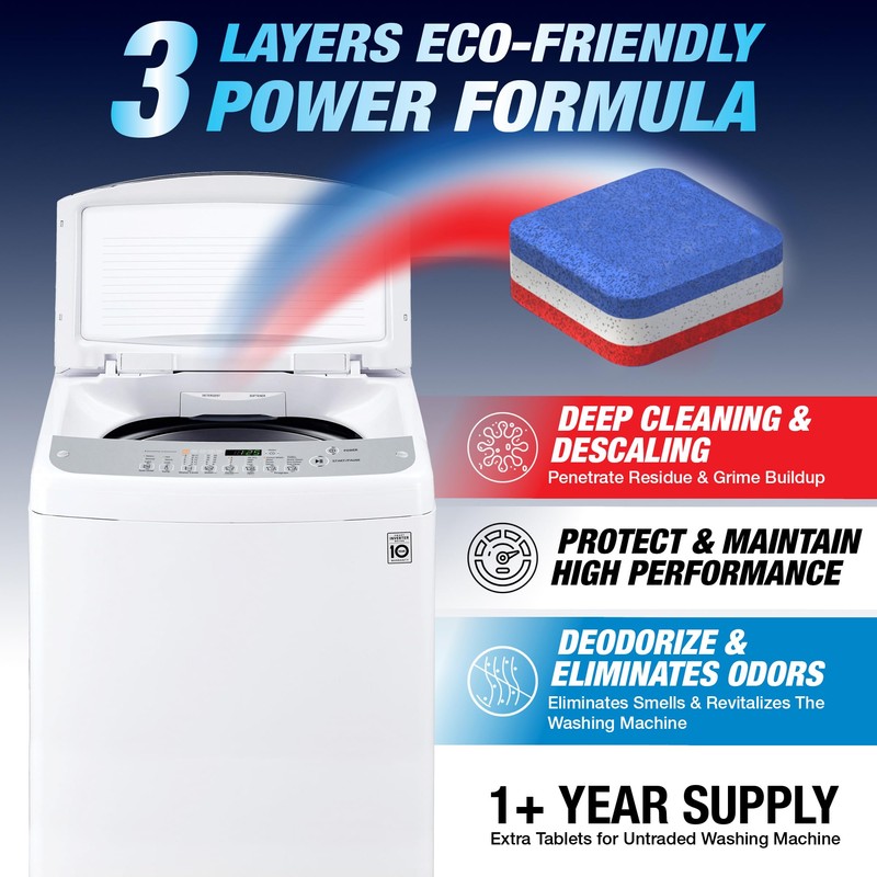 Washing Machine Cleaner Tablets 28 Pack for HE Top Load