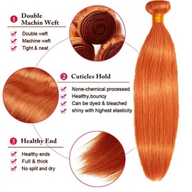 Peenoll Bundles Human Hair 16 18 20 inch Orange 350 Yaki Wave Bundles Human Hair Brazilian Remy Yaki Wave Bundles Burnt Ginger Orange Human Hair Bundles For Black Women