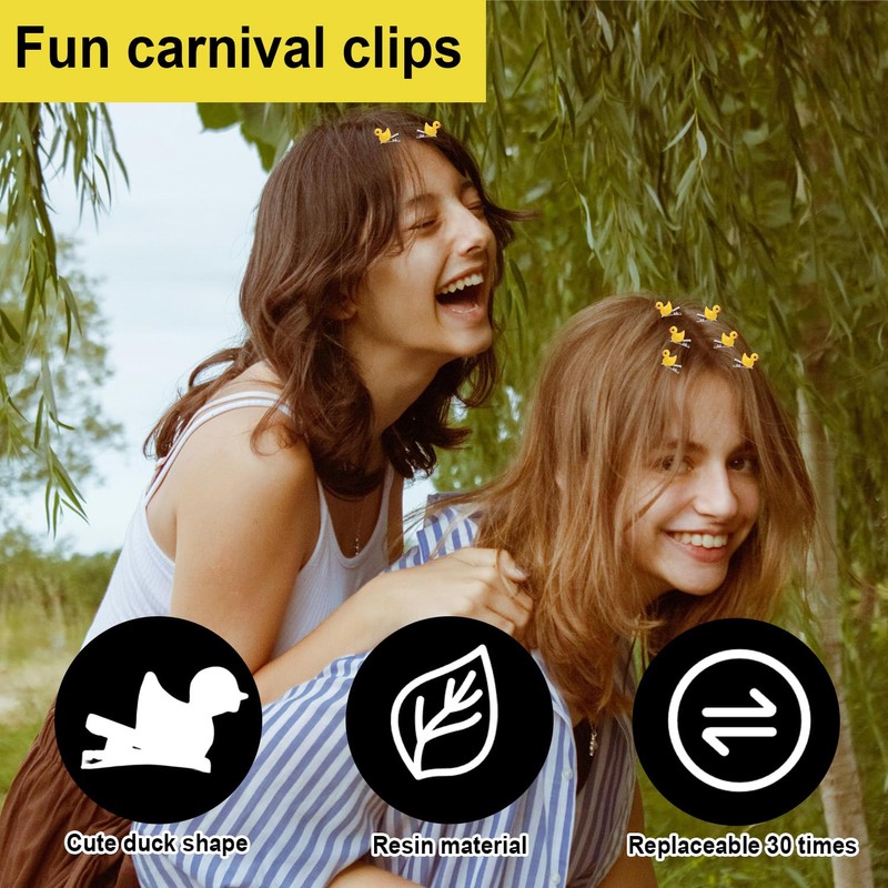 30pcs Resin Duck Clips, 0.6x0.8in Mini Bright and Lively Duck