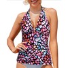 Yonique Women's Halter Tankini Top No Bottom V Neck Swim