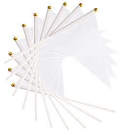 25 Pack White Pennant Flags Small Mini Hand Held Solid Color Pennant DIY Graffiti Flags On Sticks,Party Events Celebration,School,Grand Opening,Kids Birthday,Sports Clubs,Flower Pot (White)