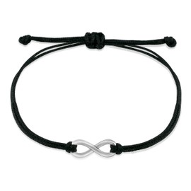 Nuoli Infinity Sign Bracelet, Silver and Black, Textile strap, Women's Infinity Bracelet, Handmade in Germany, Adjustable Size