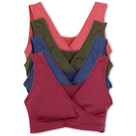 Caramel Cantina 4 Pack Nursing Maternity Women’s Sleep Comfort Bralette Bra (Small, Fall)