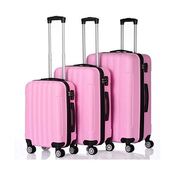 Luggage 3 Piece Set, Portable ABS Durable Trolley Suitcase Spinner