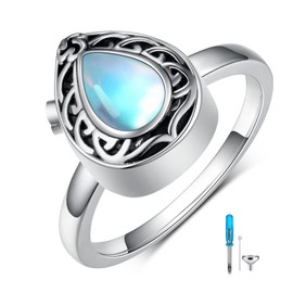 Celtic Urn Ring For Ashes 925 Sterling Silver Moonstone Cremation Memorial Ring Keepsake Urn Jewelry Gift for Women Wife Mother, Ring Size: 7, Sterling Silver, Moonstone