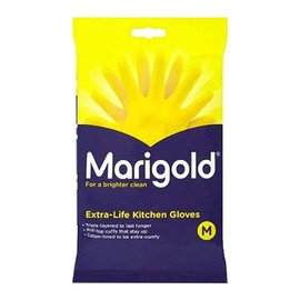 Welari Marigold 3 x 1pair Extra Life Kitchen Rubber Gloves Thank You Card Size M Medium Cotton Lined Strong Triple Layered Multipurpose Cleaning (3pair) (3pack)
