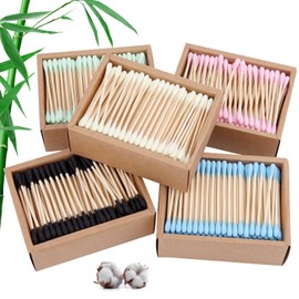 Bamboo cotton swabs 1000 Count, Biodegradable cotton buds, Eco-friendly bamboo sticks swabs, Wooden cotton swabs for makeup, Pet cleaning, Ear cleaning, Bamboo qtips Plastic free cotton buds
