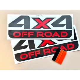 Black & Red 4x4 Offroad Four Wheel Drive Decal Stickers Auto Decoration, Replacement for Truck Bed, Off Road Vehicle, SUV, Durable & Weatherproof, Size 14 x 5 inch (Set of 2)