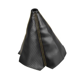 REPAIROCK Faux Leather Gear Shifter Knob Cover Car Dust Boot 1.4cm/0.55inch Carbon Fiber Pattern Black Yellow Auto Replacement Parts