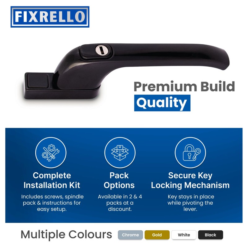FixRello Inline Window Handle – Heavy Duty Locking Handle, 40mm