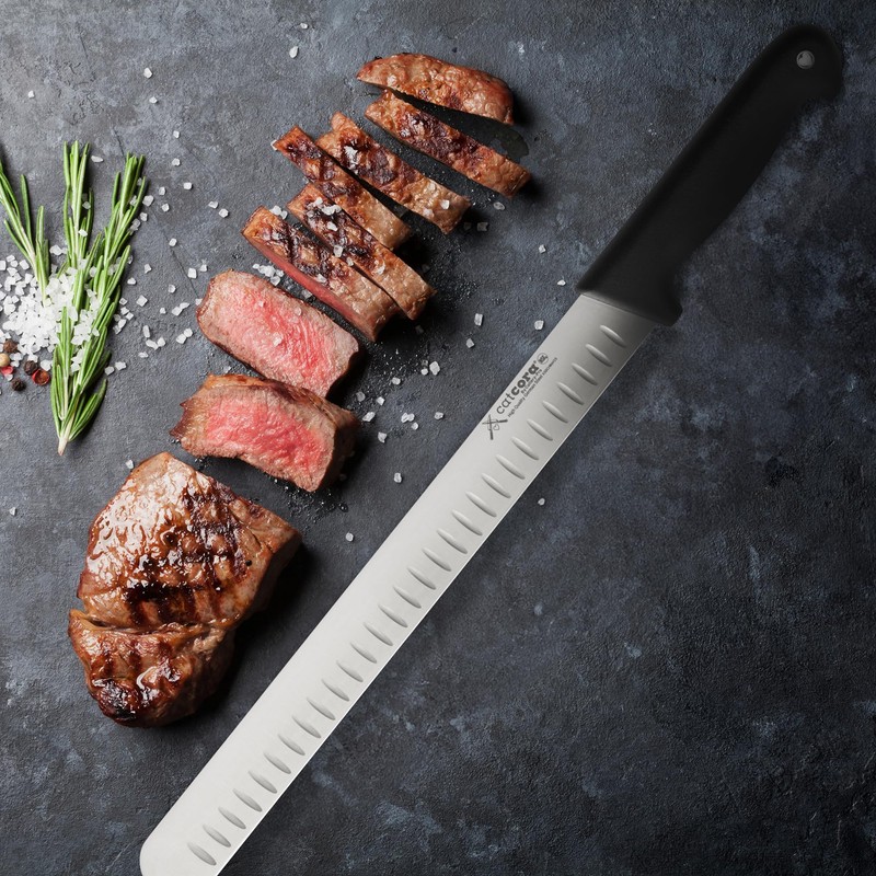CAT CORA Granton Slicer Knife, Professional 12-Inch German Steel Blade