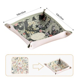 Jewelry Valet Tray for Men and Women, Portable Small Catchall Dish for Keys, Wallet, Watch, Coins, Perfect for Entryway Table, Nightstand, Desk (Eden's Floral Mirror)