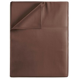 Queen Size Flat Sheet - Hotel Quality Top Flat Bed Sheet Only - Ultra-Soft, Comfy Breathable & Cooling - Fade & Wrinkle Free - Easy-Care, Stain & Shrink Resistant Bedding - Easy-Fit & Oeko-Tex - Brown