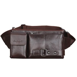 Leather Waist Bag Fanny Pack for Men or Women Hip Bum Belt Waist Purse Travel Hiking Cell Phone Clutch Bag Handbag Coffee